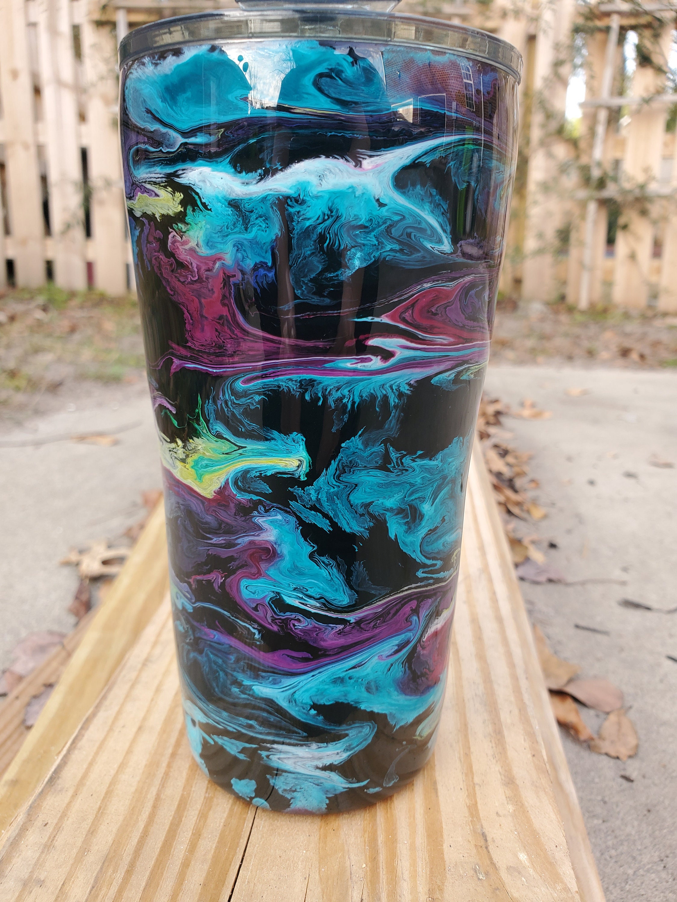 20oz Alcohol Ink and Epoxied Stainless Steel Tumbler With Lid - Etsy