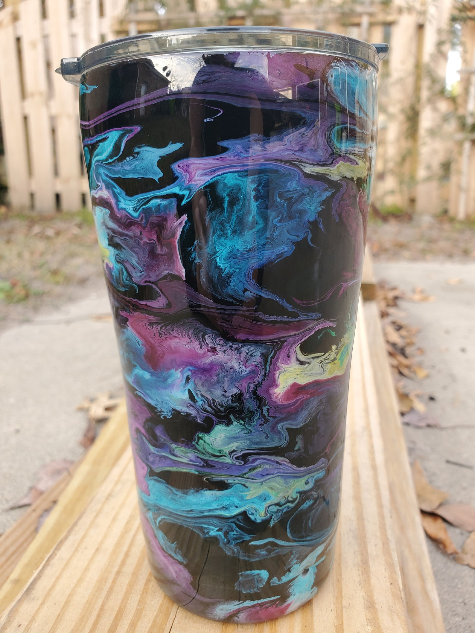 20oz Alcohol Ink and Epoxied Stainless Steel Tumbler With Lid Etsy