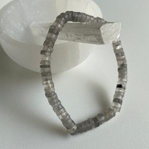 Gray Quartz Heishi Bead Bracelet