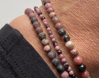 Bracelet Rhodonite (4 mm mat, 4,1 mm ou 2 mm brillant)