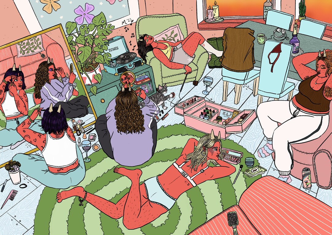 Getting Ready Art Getting Ready Illustrated Feminist Art Print - Etsy
