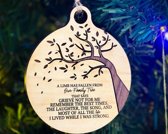 Limb Has Fallen From Family Tree Ornament | Memorial | Wooden Ornament