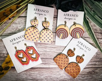 Valentine’s Day Earrings | Wooden Dangle Jewelry