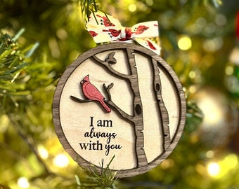 Cardinal Christmas Ornament | I am always with you | Wooden Memorial