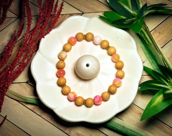 Aromatherapy Bracelet | Essential oil diffuser bracelet | Aromatherapy | Add your own essential oils | Pink Yellow Jade