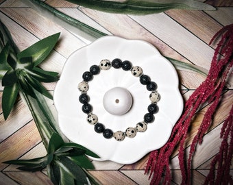 Aromatherapy Bracelet | Essential oil diffuser bracelet | Aromatherapy | Add your own essential oils | Dalmation Jasper | Lava Rock