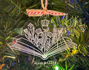 Book Ornament Personalized for Teacher Librarian Book Lover