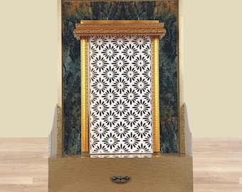 Templo de madera Pooja Mandir con luz LED para colgar en la pared o sobre una mesa (decoración del hogar)