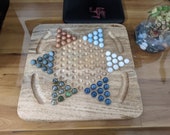 DivineWithDestiny Wooden Chinese Checker for Teens and Adults with Glass Marbles, Strategy Games for Kids, Best Birthday Gifts