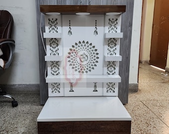 Shriji Temples Wooden temple with LED Light for Home and Office Puja Mandir Wall Hanging & Table Top Mandir handcrafted MADE in INDIA
