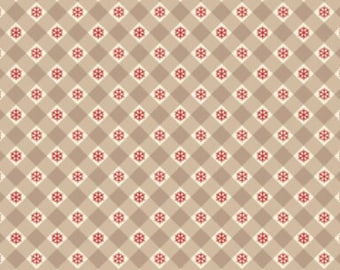 Christmas Gingham Fabric, Snowflake Gingham on Natural by Lewis and Irene Quilting Cotton Fabric C117.1