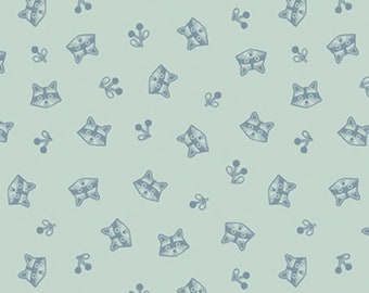 Raccoon Fabric, Raccoons Twilight Creatures on Mint by Natàlia Juan Abelló for Riley Blake Quilting Cotton Fabric, C15364-MINT
