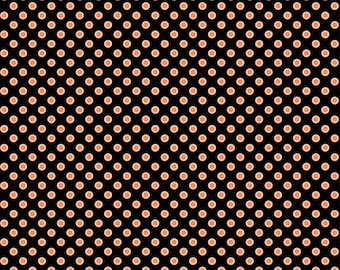 Orange Dots on Black Fabric, Fright Delight Dots on Black by Lindsay Wilkes Riley Blake Quilting Cotton Fabric, C13234-BLACK