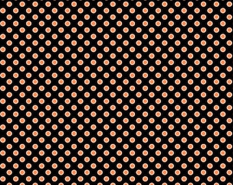 Orange Dots on Black Fabric, Fright Delight Dots on Black by Lindsay Wilkes Riley Blake Quilting Cotton Fabric, C13234-BLACK