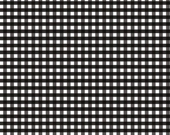 Black and White Gingham Fabric, 1/8 inch Small Gingham Black and White by Riley Blake Designs Quilting Cotton Fabric, Farmhouse Gingham