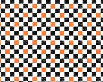 Halloween Checkered Fabric, Orange and Black 1/4" Checkered from the Check Please Collection by Riley Blake Designs, C820-HALLOWEEN