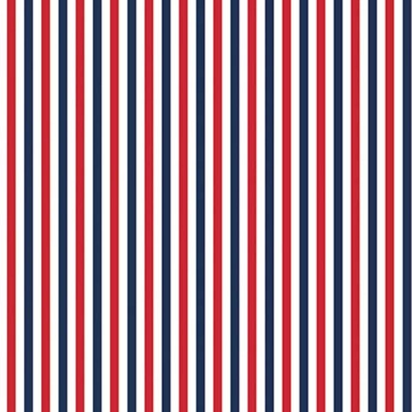 Patriotic Stripe Fabric, 1/8" Red White and Blue Stripe by Riley Blake Quilting Cotton Fabric, 4th of July Stripes Fabric
