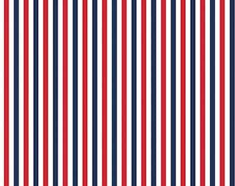 Patriotic Stripe Fabric, 1/8" Red White and Blue Stripe by Riley Blake Quilting Cotton Fabric, 4th of July Stripes Fabric