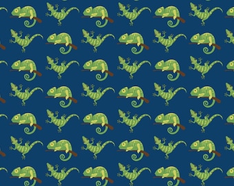 Gecko Fabric, Pet Geckos on Navy by Lori Whitlock for Riley Blake Quilting Cotton Fabric, Lizard Fabric