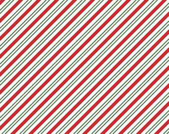 Christmas Candy Stripe Fabric, Stripes Red Green and White The Magic Of Christmas by Lori Whitlock Riley Blake Quilting Cotton Fabric