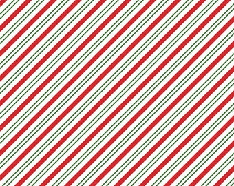 Christmas Candy Stripe Fabric, Stripes Red Green and White The Magic Of Christmas by Lori Whitlock Riley Blake Quilting Cotton Fabric
