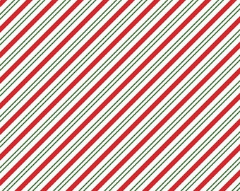 Christmas Candy Stripe Fabric, Stripes Red Green and White The Magic Of Christmas by Lori Whitlock Riley Blake Quilting Cotton Fabric