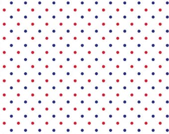 Patriotic Swiss Dot Blender Fabric, Blue and Red Swiss Dots on White by Riley Blake Designs Quilting Cotton Fabric, C660-PATRIOTIC