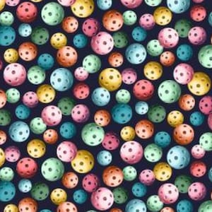 Pickleball Fabric, Pickleball Balls on Navy by Michael Miller Quilting Cotton Fabric DDC12125-NAVY, Pickleball balls Fabric