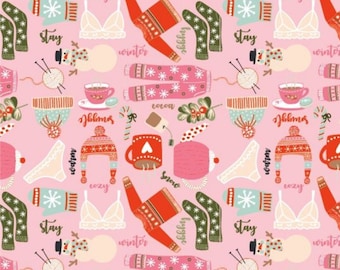 Snuggle Up Buttercup Collection Pink Favorite Things by Poppie Cotton Quilting Cotton Fabric, OEKO-TEX Fabric, SB21602