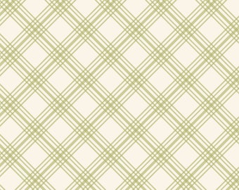 Spring Plaid Fabric, Springtime Plaid in Fern Green on Cream by Riley Blake Quilting Cotton Fabric, Easter Plaid, Spring Plaid