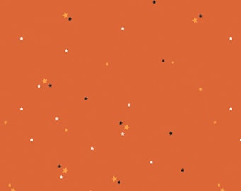 Star Blender on Orange Fabric, Stars on Orange Haunted Adventures Beverly McCullough Riley Blake Quilting Cotton Fabric, C13115-AUTUMN