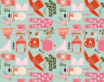 Snuggle Up Buttercup Collection Mint Favorite Things by Poppie Cotton Quilting Cotton Fabric, OEKO-TEX Fabric, SB21603