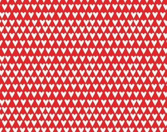 Valentine Hearts Fabric, White Hearts on Red You & Me Collection by Sandy Gervais for Riley Blake Designs Quilting Cotton Fabric C15403-RED