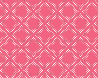 Valentine Blender Fabric, Valentines Day Pink Bias Grid Fabric, Adel in Summer Grid in Berry Pink by Riley Blake Quilting Cotton Fabric