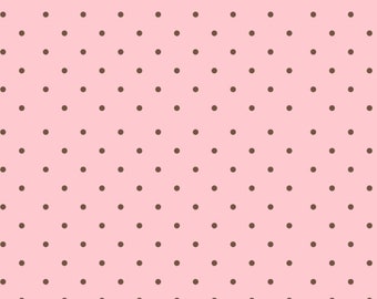 Dot Blender Fabric, Springtime Brown Dots on light Pink by Riley Blake Quilting Cotton Fabric, Easter Swiss Dot Fabric, Pastel Blender