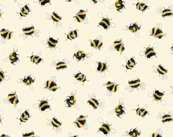 Bumble Bee Fabric, Let it Bee on Cream Meant to Bee by Michael Miller Quilting Cotton Fabric, DDC11998-CREM