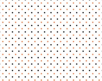 Halloween Swiss Dot Blender Fabric, Orange and Black Swiss Dots on White by Riley Blake Designs Quilting Cotton Fabric, C660-Halloween