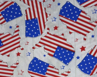 Patriotic Flag Pattern in USA Novelty Cotton Fabric