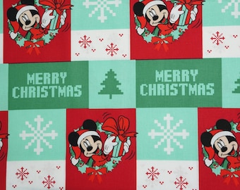 Mickey Ugly Christmas Sweater Mask Licensed Quilting Cotton Fabric Disney Fabric