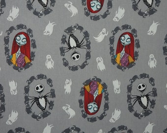 Jack and Sally Ghost Badges Disney Nightmare Before Christmas Disney Licensed Novelty Cotton Fabric