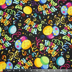 Happy Birthday Celebration Party Novelty Cotton Fabric