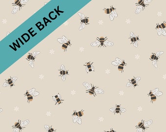 Wideback Bee Fabric, Honey Bees on Dark Cream Wide back 108" Lewis and Irene Quilting Cotton Fabric, Bee Quilt Backing, Continuous Yardage