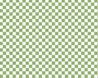 Green Checkered Fabric, Green & White 1/4" Checkered from Check Please by Riley Blake Designs Quilting Cotton Fabric C820-GREEN