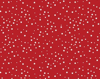 Patriotic Stars Fabric, Stars on Red Stars and Stripes Forever by Lori Whitlock Riley Blake Quilting Cotton Fabric C15714-RED