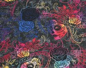 Day of the Dead Rainbow Woman, Sugar Skulls, Day of the Dead Novelty Cotton Fabric by Hi Fashion Fabrics