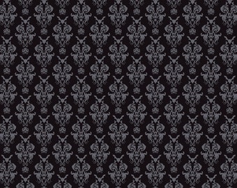 Spooky Hollow Damask by Riley Blake Designs Quilting Cotton Fabric, Halloween Bats Spiders Spooky Eyes Haunted Halloween Mansion Fabric