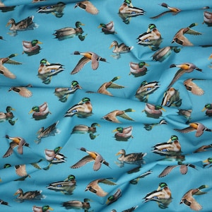 Duck Fabric Mallard Ducks On Aqua Blue From The Welcome To Our Lake duck-fabric-mallard-ducks-on-aqua-blue-from-the-welcome-to-our-lake