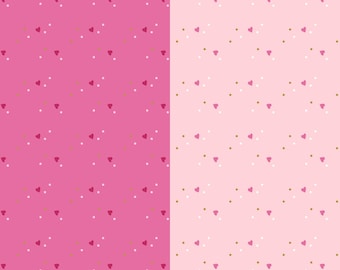 Valentine Heart Fabric, Sprinkle Hearts Super Pink or Blush Sparkle Metallic by Riley Blake Quilting Cotton Fabric, Tiny Hearts fabric