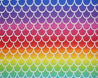 Mermaid Fabric, Rainbow Mermaid Scale by Fabric Traditions Novelty Cotton Fabric, Rainbow Mermaid Fabric