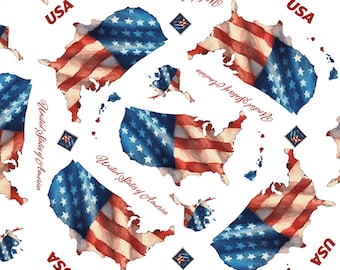 Patriotic Fabric, Letters from Home Main on Navy by Riley Blake Quilting Cotton Fabric, United States Flag Fabric, Quilt of Valor Fabric